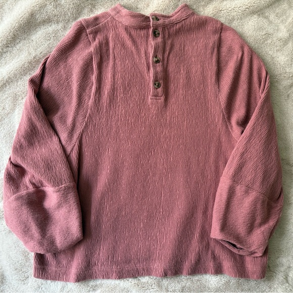 Madewell Texture & Thread Buttonback Mockneck Autumn Berry Size M - Picture 7 of 8